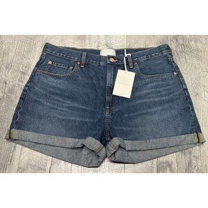 Everlane Jean Shorts Womens 32 Cuffed Blue Denim Cotton High Waist‎ Cowgirl NEW